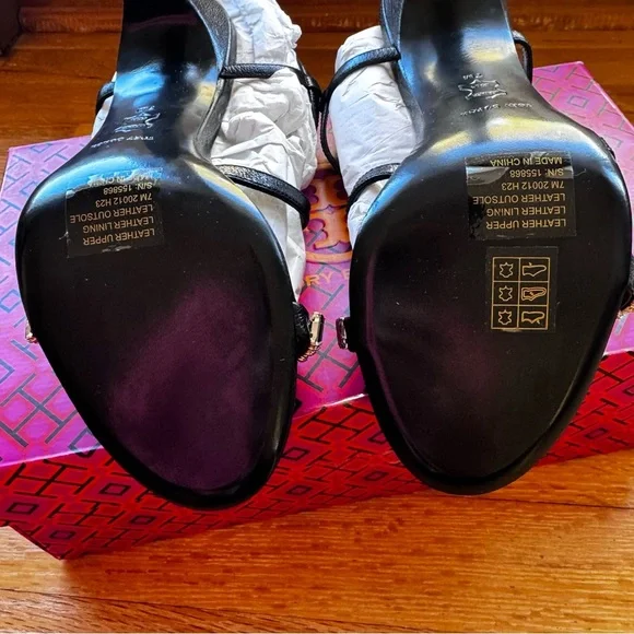 Tory Burch Crystal-Embellished Black High Heel Sandals | Size 7 | NWT + Dust Bag - Picture 4 of 10
